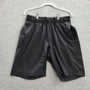 Lululemon Men‎ Activewear Shorts M Black Pace Breaker Logo Polyester Elastane
